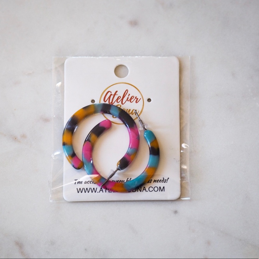 Acrylic multicolored hoop earring